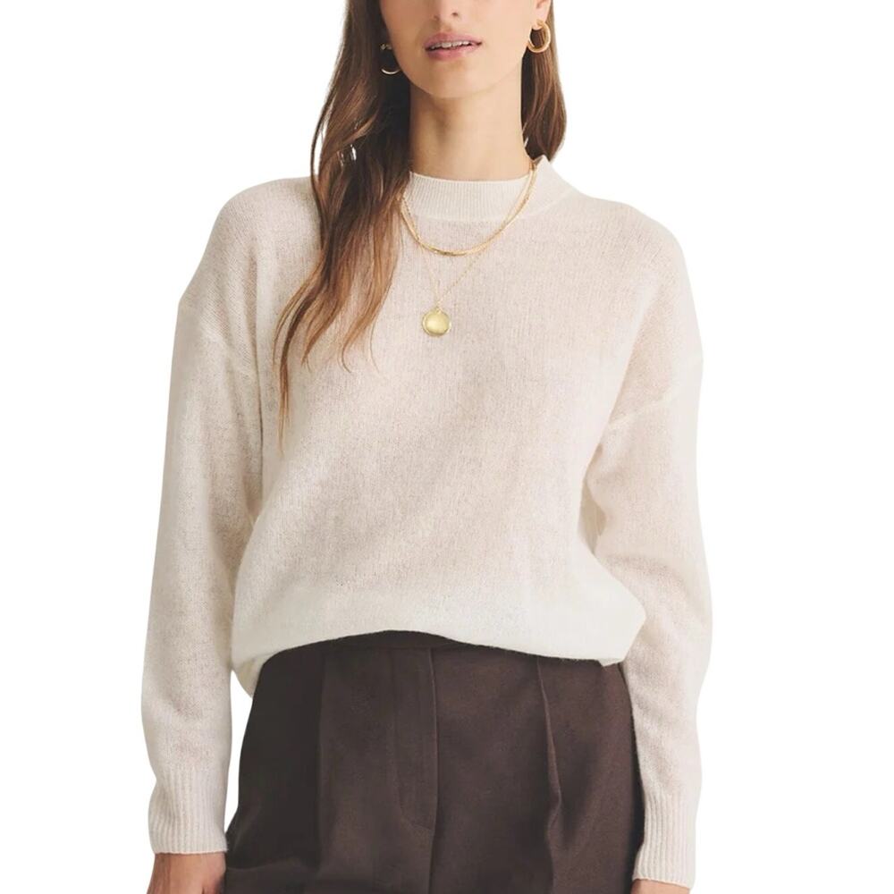 Naadam Ribbed Beige Crewneck Sweater Size S